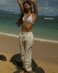 Puff Sweatpants in Heather White