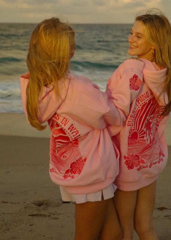 Everything Comes in Waves Hoodie in Pink
